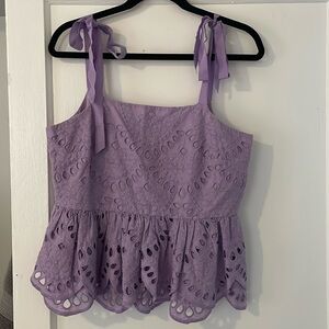 J. Crew Lavender Tie-Shoulder Top